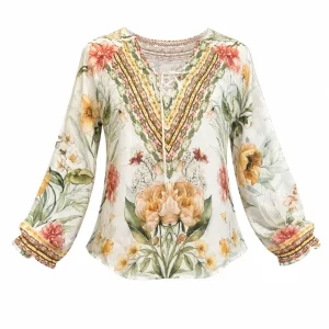 Flora Lace up Blouse - Resort Collection