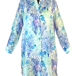 Coral Blue Tunic Shirt Dress