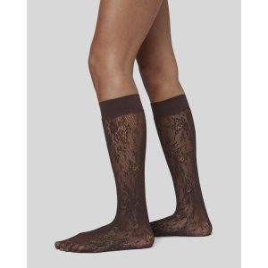 Rosa Lace Knee-Highs Dark brown