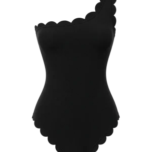 Venus Black One Shoulder Onepiece-Carvico