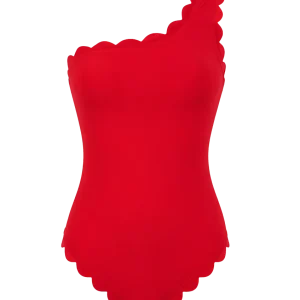 Venus Red One Shoulder Onepiece-Carvico