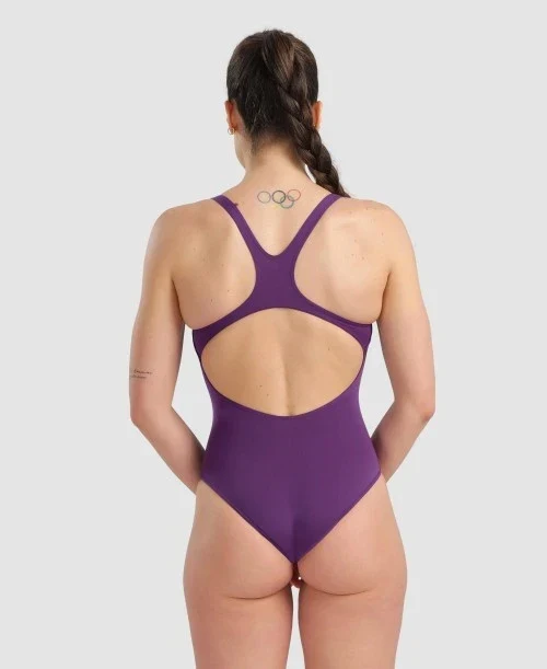 Arena Dambaddräkt Swim Pro Solid Plum-White - Bild 3